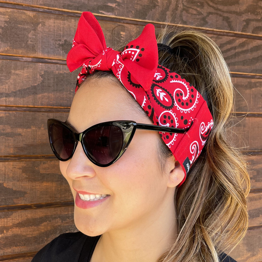 ROCKABILLY/TIE-UP BANDANA - RED TEXAS PAISLEY – RADAZZ Apparel